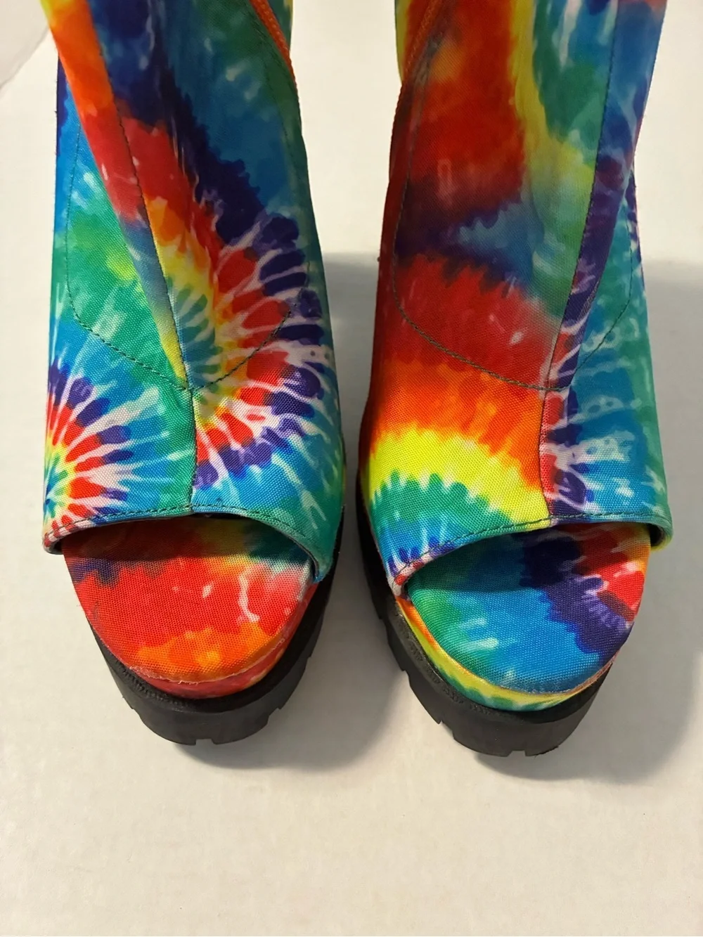 Mata Tie Dye Open Toe Chunky Platform Heel Ankle Boots New Women’s size 5.5